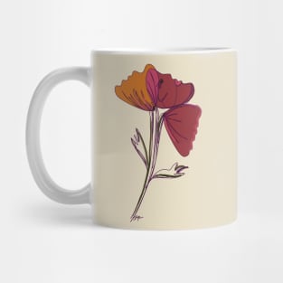 3 poppies & 1 face - muted browns and orange Mug